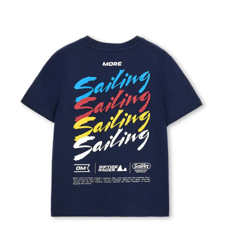 T-shirt blu con stampa