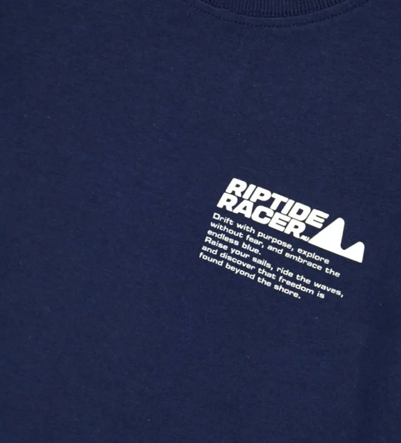 T-shirt blu con stampa
